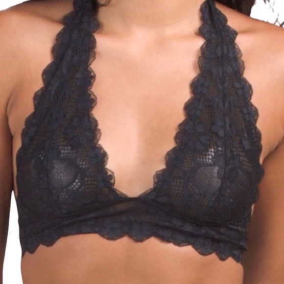 Free People Black Galloon Lace Halter Bra (NWT) (Size: XS) - Picture 3 of 10